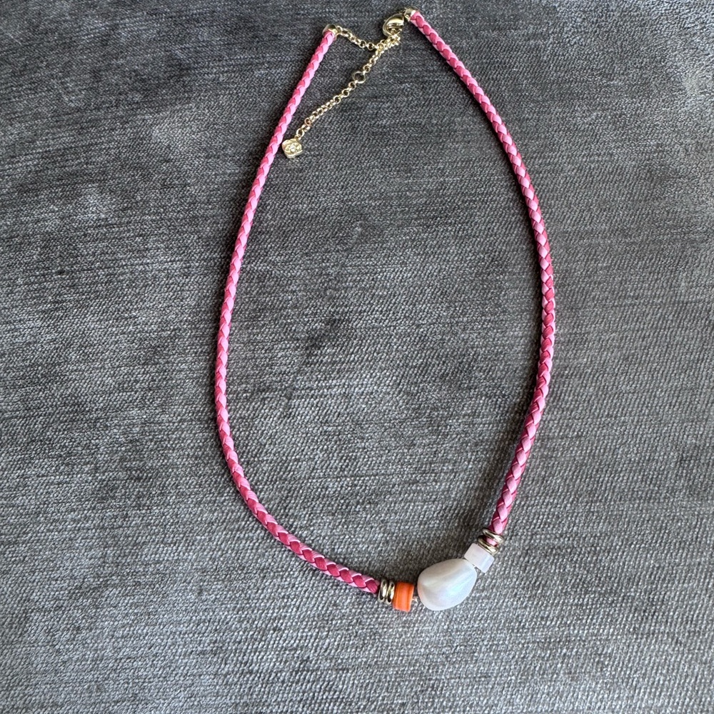 Kendra Scott Pink and Gold Woven Necklace